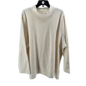 Denim & Co. Women's Ivory Fleece Mock Neck Long Sleeve Sweater Size 3X